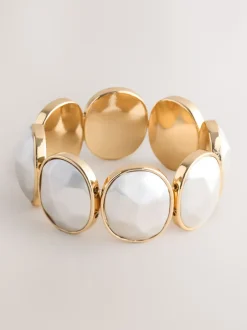 Sieraden|Next Goud-/zilverkleurig - Facetted Stone Stretch Bracelet