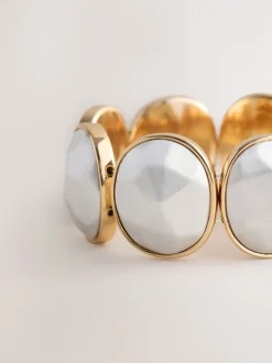 Sieraden|Next Goud-/zilverkleurig - Facetted Stone Stretch Bracelet