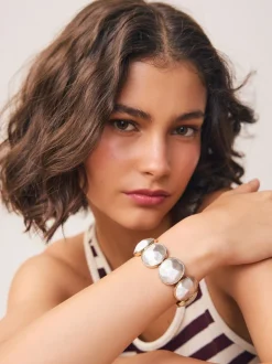 Sieraden|Next Goud-/zilverkleurig - Facetted Stone Stretch Bracelet