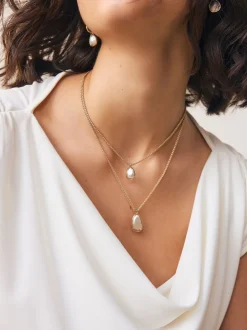 Sieraden|Next Goud-/zilverkleurig - Two Row Drop Necklace