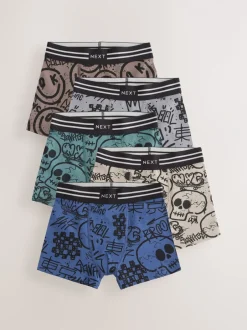 Ondergoed|Next Grafitti doodshoofd print - Verpakking van 5 trunks (3-16jr)