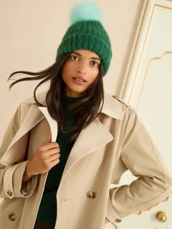 Mutsen, Handschoenen En Sjaals|Love & Roses Green and Blue Contrast - Cosy Pom Hat