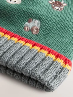 Mutsjes En Antikrabwantjes|Mutsen, Handschoenen En Sjaals*Next - Baby Hamish and Friends Knitted Hat (0mths-2yrs) Green Farmyard