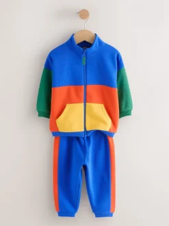 Joggingbroeken|Sweaters En Hoody´S|Next - Funnel Neck Zip Sweat and Joggers Set (3mths-7yrs) Green/Blue Colourblock