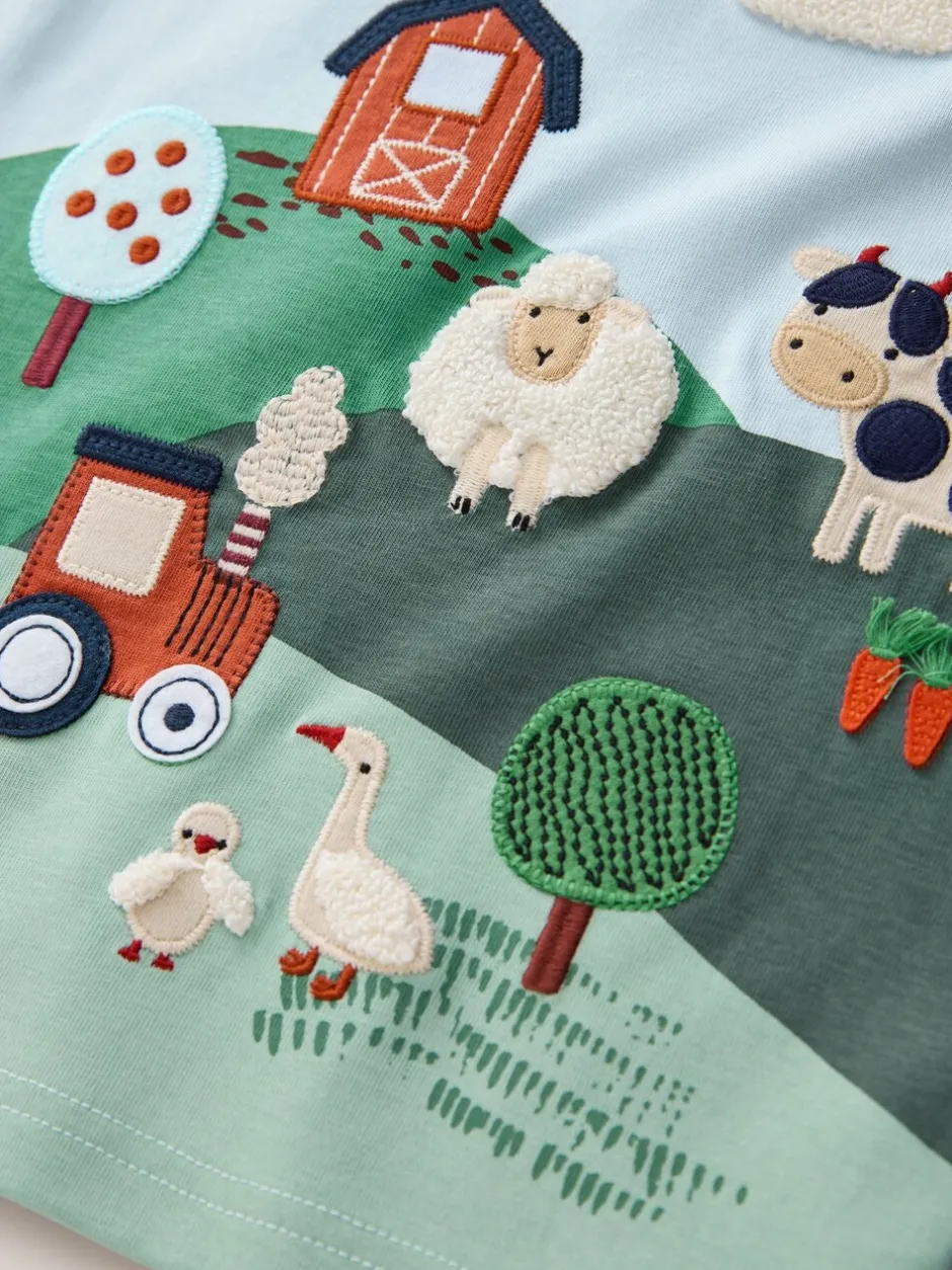 Tops|T-Shirts*Next Green/Blue Farm - T-shirt met korte mouwen en applicatie (3 mnd - 7 jr)