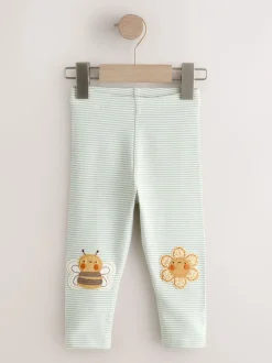 Broeken En Leggings|Next Green/Ecru Stripe Bee - Versierde leggings (3 mnd-7 jr)
