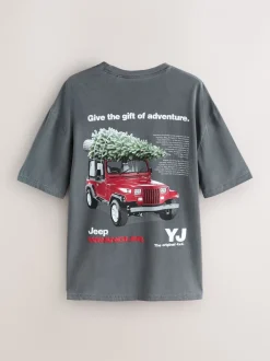 T-Shirts En Hemden|Next Grey Jeep - Kerstmis T-shirt met grafische print