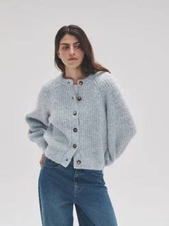 Gebreide Kleding*The Set - 2 Pack Ribbed Chunky Knitted Cardigans Grey Marl/Light Blue