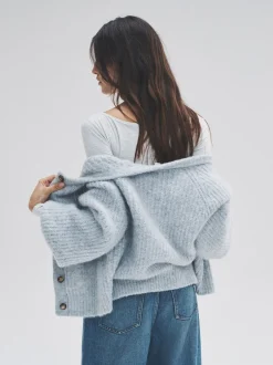 Gebreide Kleding*The Set - 2 Pack Ribbed Chunky Knitted Cardigans Grey Marl/Light Blue