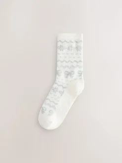 Sokken En Panty's*Next Grey Pretty Fairisle Pattern - 2 paar enkelsokken van wolmix