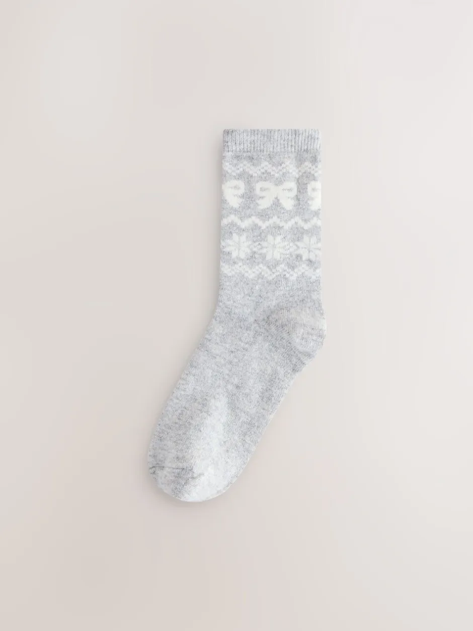 Sokken En Panty's*Next Grey Pretty Fairisle Pattern - 2 paar enkelsokken van wolmix