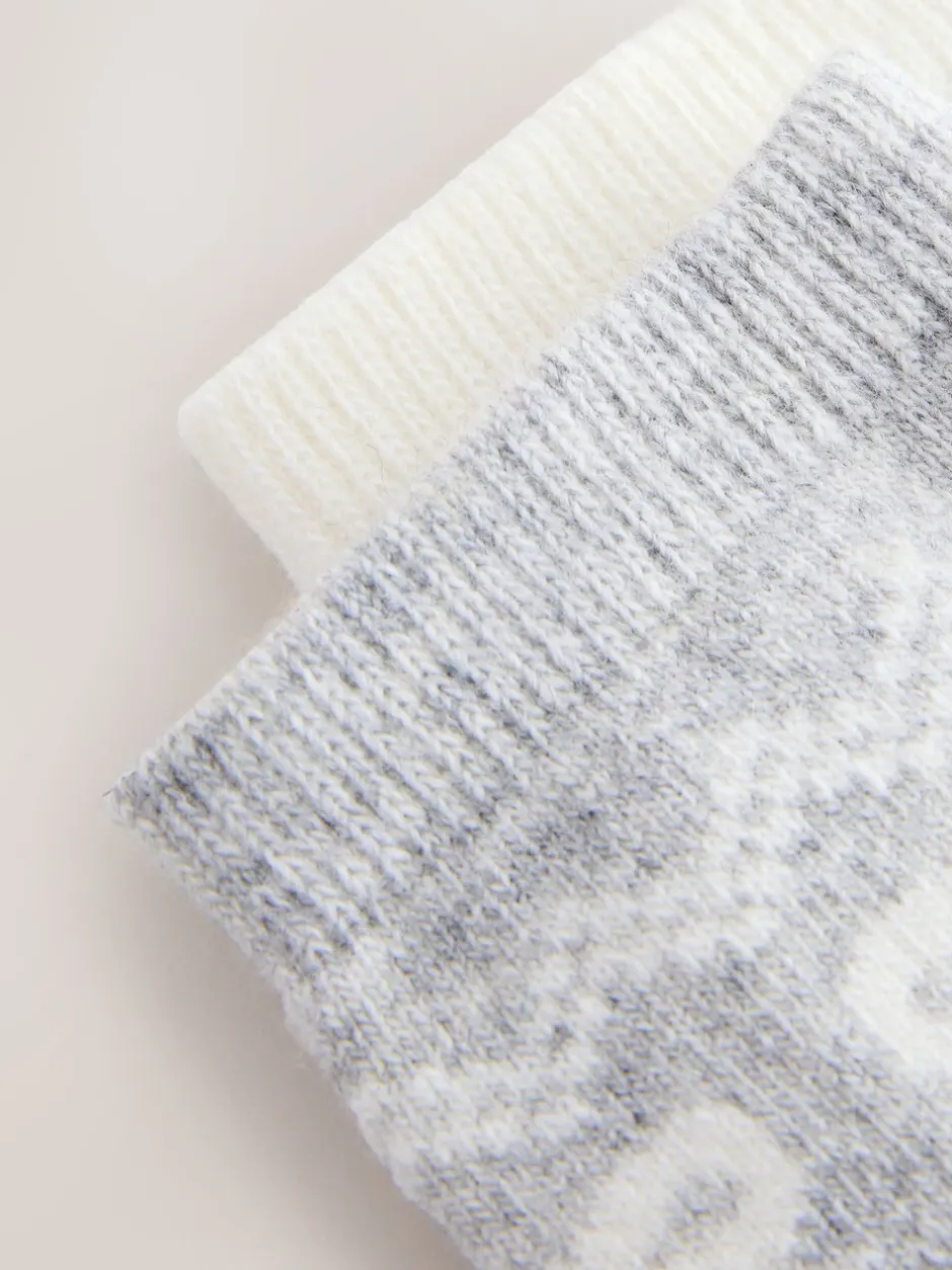 Sokken En Panty's*Next Grey Pretty Fairisle Pattern - 2 paar enkelsokken van wolmix