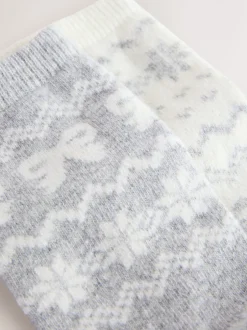 Sokken En Panty's*Next Grey Pretty Fairisle Pattern - 2 paar enkelsokken van wolmix
