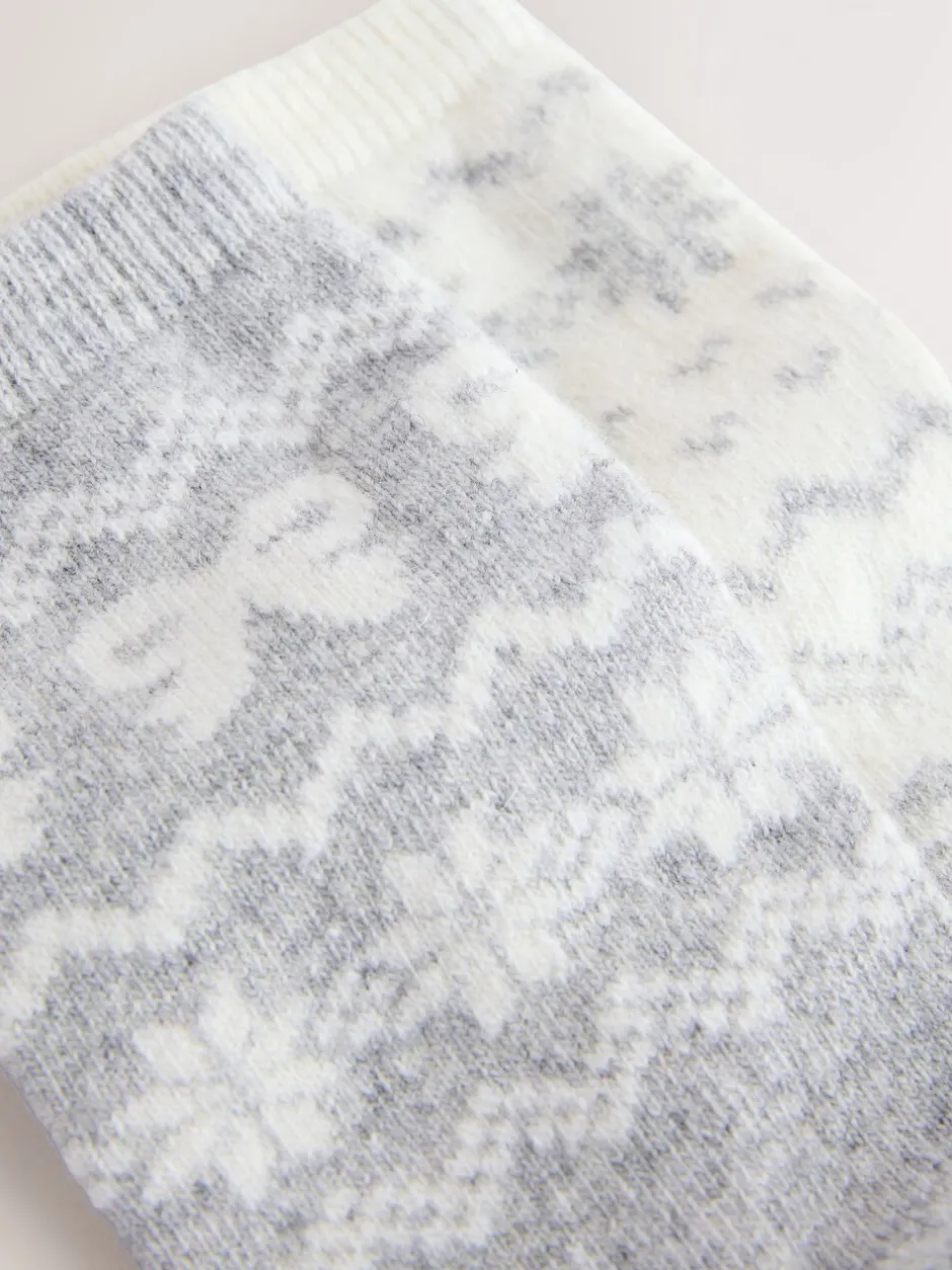 Sokken En Panty's*Next Grey Pretty Fairisle Pattern - 2 paar enkelsokken van wolmix