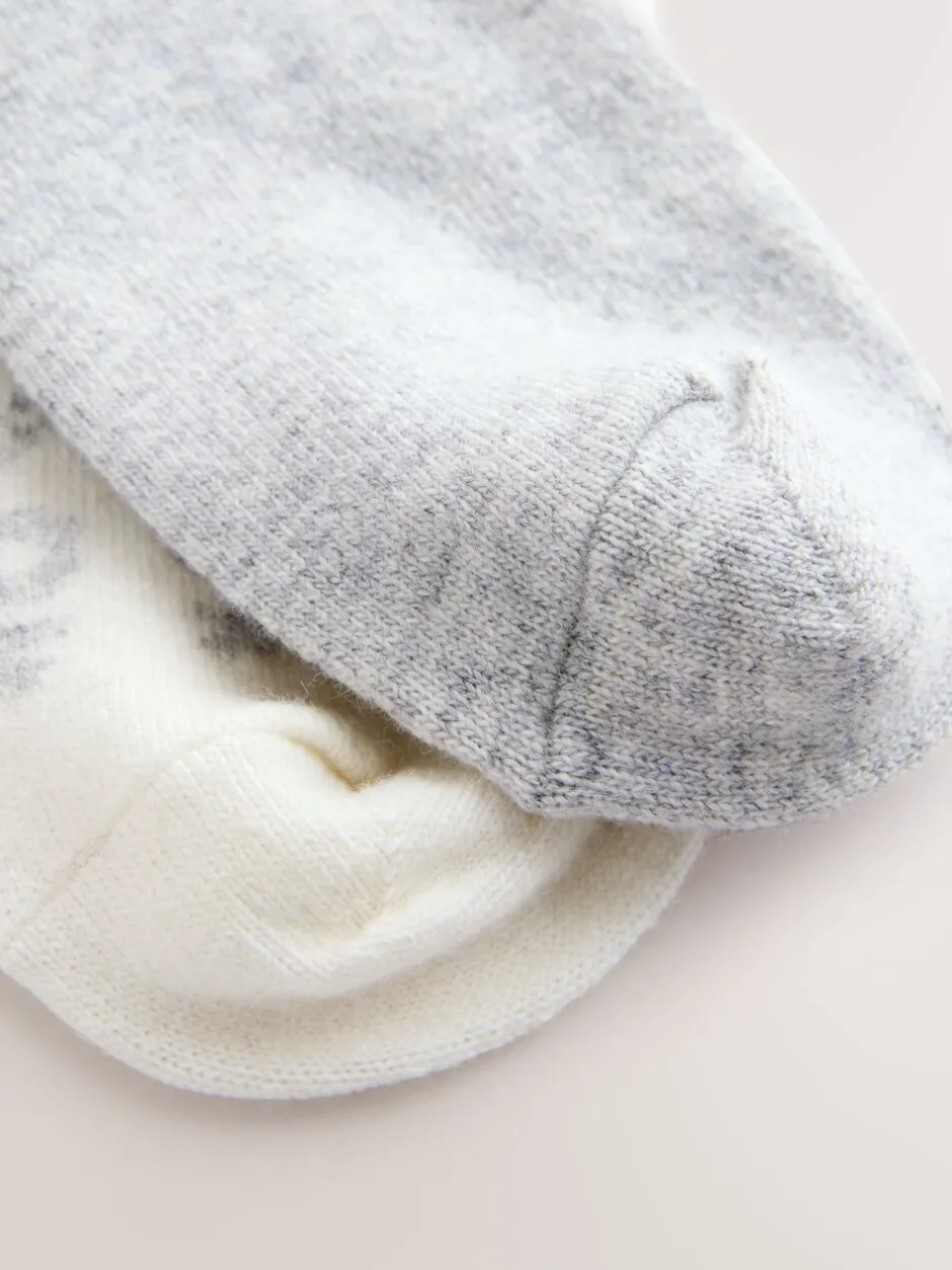Sokken En Panty's*Next Grey Pretty Fairisle Pattern - 2 paar enkelsokken van wolmix