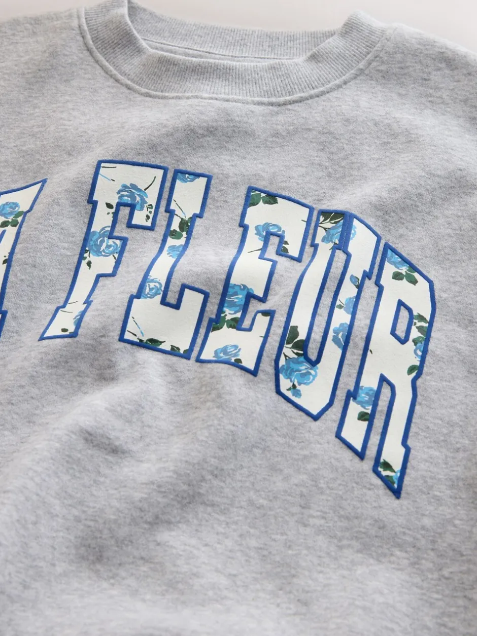 Sweaters En Hoody´S*Next - Sweatshirt and Flare Leggings Set (3-16yrs) Grey/Blue Floral Slogan