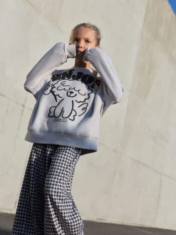 Sweaters En Hoody´S*Next - Sweatshirt and Wide Leg Trousers Set (3-16yrs) Grey/Gingham Dog