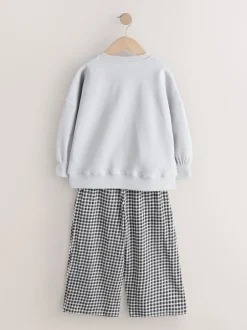 Sweaters En Hoody´S*Next - Sweatshirt and Wide Leg Trousers Set (3-16yrs) Grey/Gingham Dog
