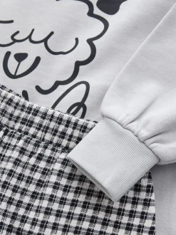 Sweaters En Hoody´S*Next - Sweatshirt and Wide Leg Trousers Set (3-16yrs) Grey/Gingham Dog