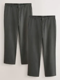 Formele Broek|Next - 2 Modieuze broeken zonder bandplooi Grijs