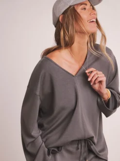 Hoody's En Sweatshirts|JD Williams - Anthology By Premium V Neck Seam Detail Modal Sweatshirt Grijs