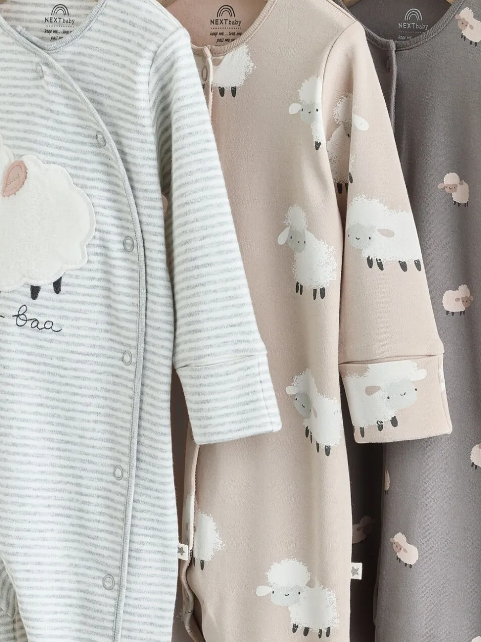 Babypakjes En Babypyjama's*Next Grijs - Baby Popper Sleepsuits 3 Pack