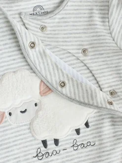 Babypakjes En Babypyjama's*Next Grijs - Baby Popper Sleepsuits 3 Pack