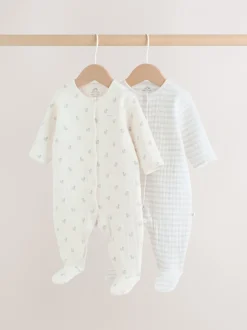 Babypakjes En Babypyjama's*Next - Baby Quilted Sleepsuits 2 Pack Grijs