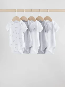 Rompertjes En Hemdjes|Rompertjes En Hemdjes*Next Grijs - Baby Short Sleeved Bodysuits 5 Pack