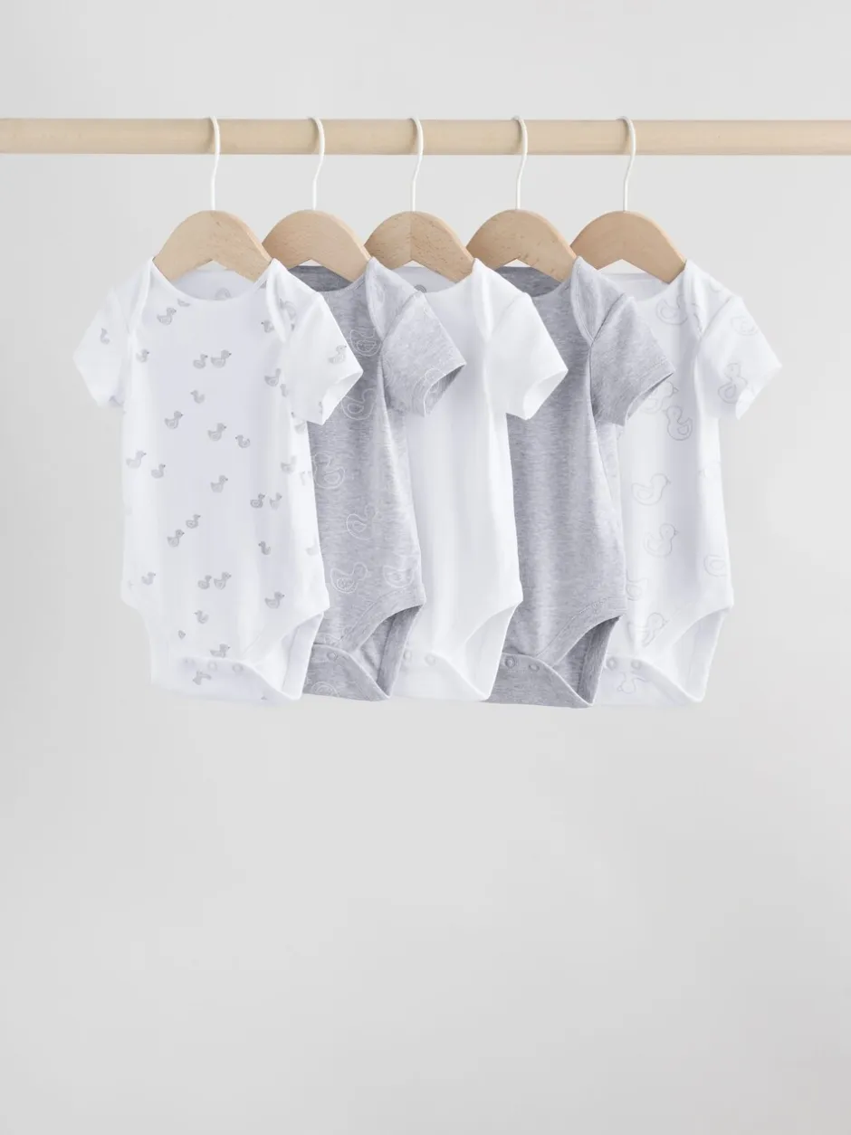 Rompertjes En Hemdjes|Rompertjes En Hemdjes*Next Grijs - Baby Short Sleeved Bodysuits 5 Pack