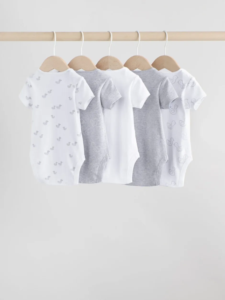 Rompertjes En Hemdjes|Rompertjes En Hemdjes*Next Grijs - Baby Short Sleeved Bodysuits 5 Pack