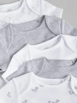 Rompertjes En Hemdjes|Rompertjes En Hemdjes*Next Grijs - Baby Short Sleeved Bodysuits 5 Pack