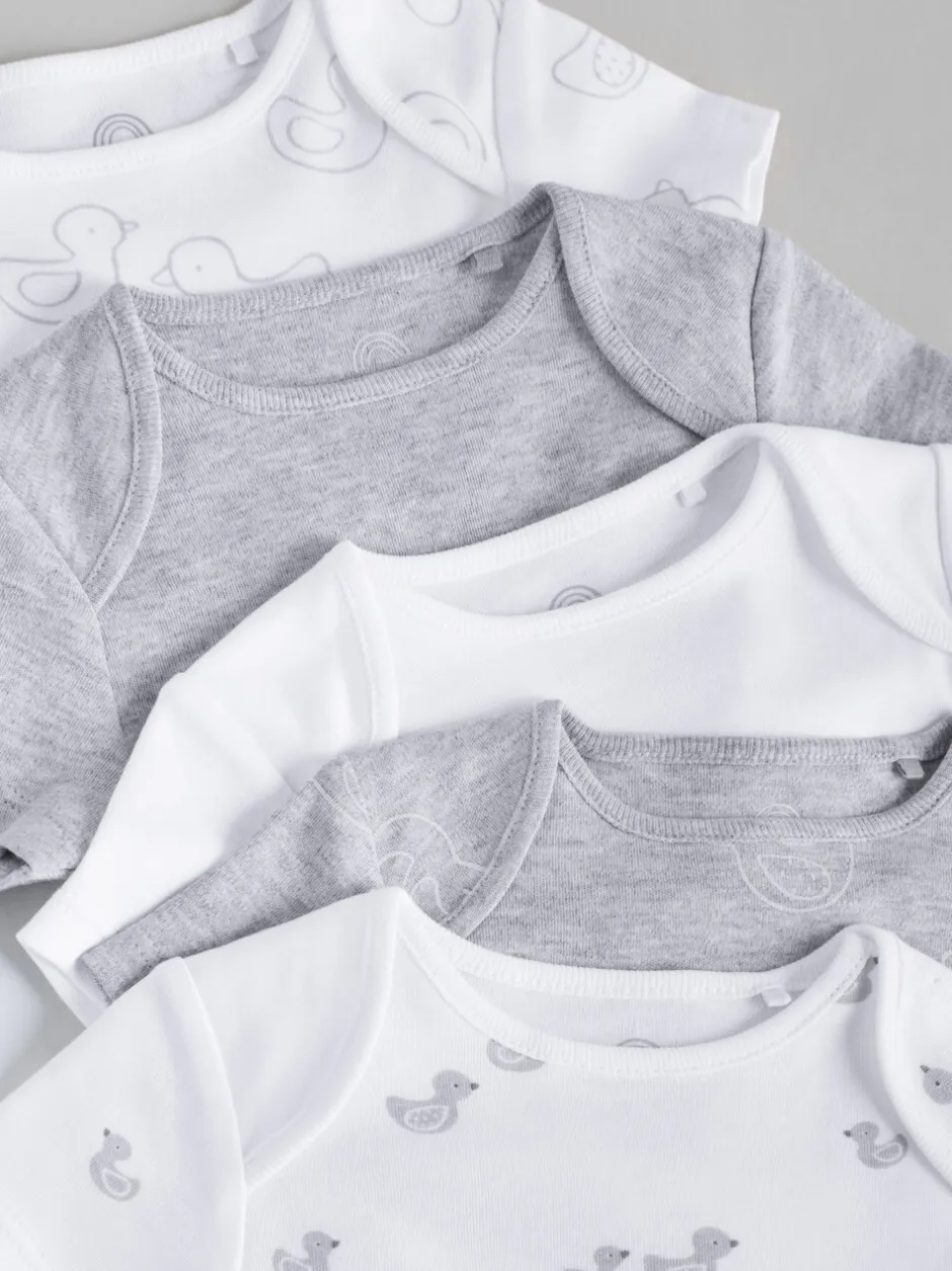 Rompertjes En Hemdjes|Rompertjes En Hemdjes*Next Grijs - Baby Short Sleeved Bodysuits 5 Pack