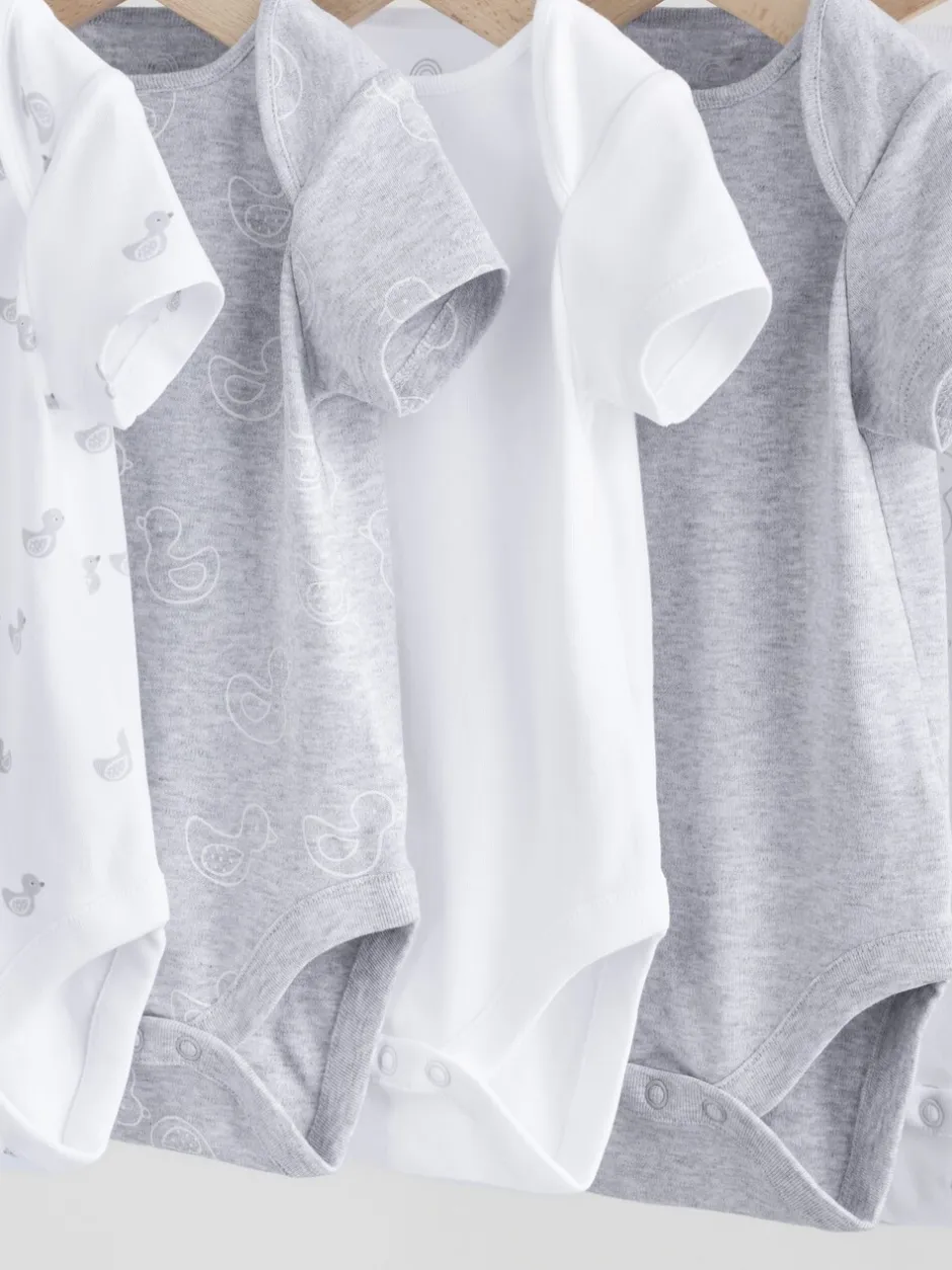 Rompertjes En Hemdjes|Rompertjes En Hemdjes*Next Grijs - Baby Short Sleeved Bodysuits 5 Pack