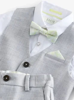Kostuums En Herenvesten|Baker by Ted Baker - set van gilet, overhemd en broek Grijs