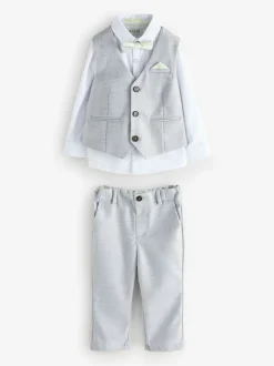 Kostuums En Herenvesten|Baker by Ted Baker - set van gilet, overhemd en broek Grijs