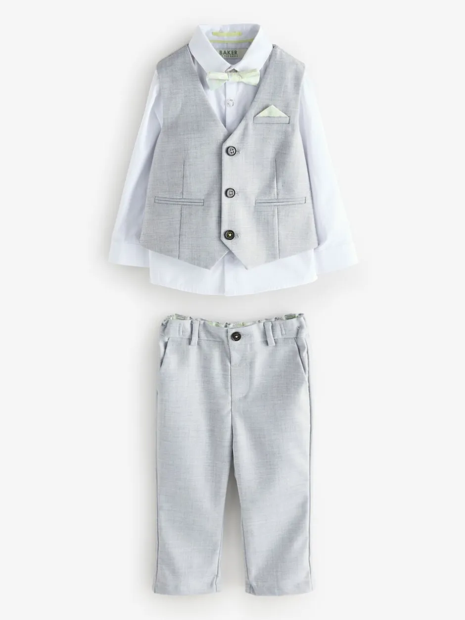 Kostuums En Herenvesten|Baker by Ted Baker - set van gilet, overhemd en broek Grijs