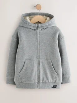 Sweaters En Hoody´S|Next - Borg Fleece Zip Through Hoodie (3-16yrs) Grijs