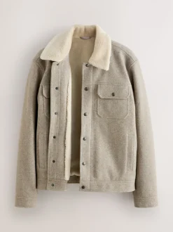 Jassen En Jacks|Next Grijs - Borg Lined Trucker Jacket