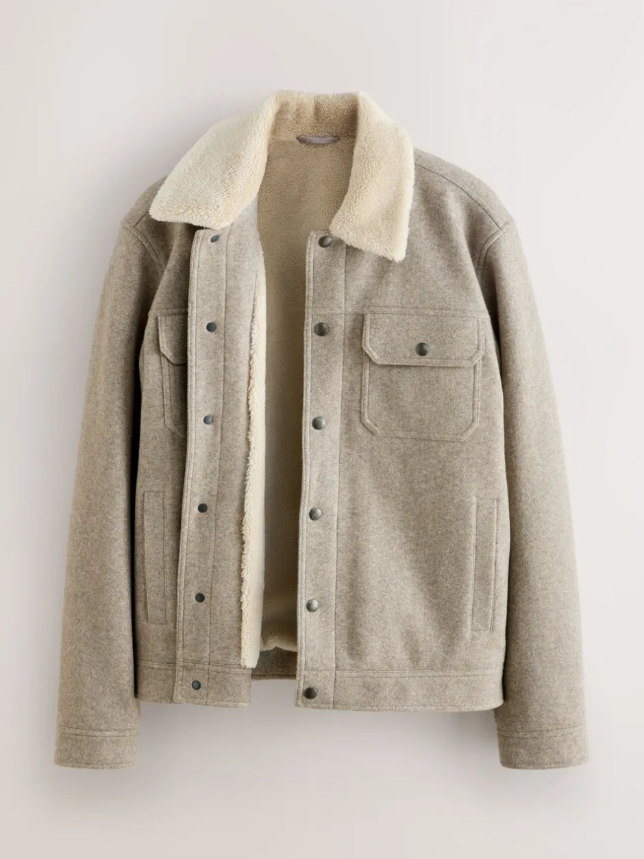 Jassen En Jacks|Next Grijs - Borg Lined Trucker Jacket