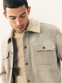 Jassen En Jacks|Next Grijs - Borg Lined Trucker Jacket