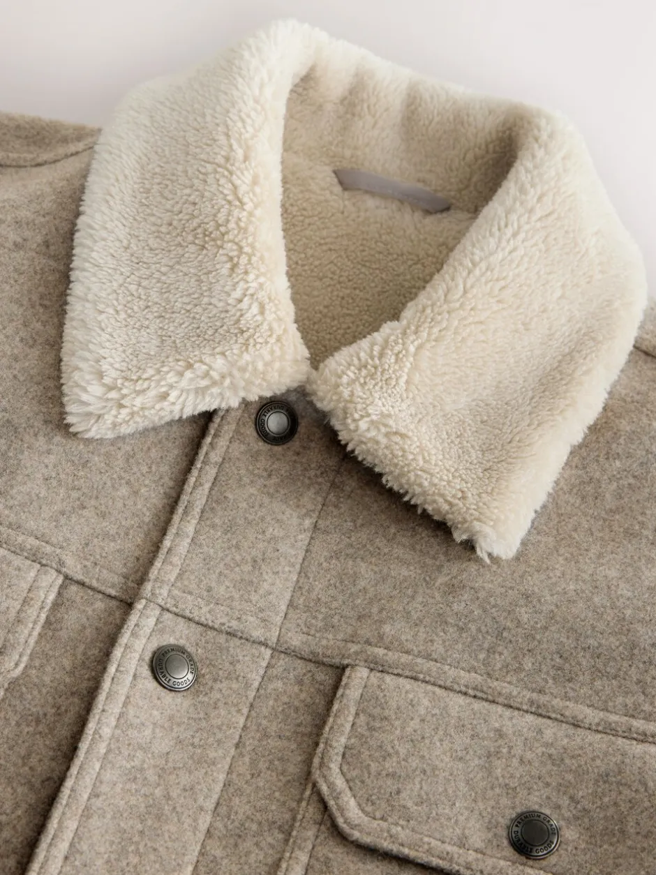 Jassen En Jacks|Next Grijs - Borg Lined Trucker Jacket