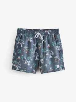 Badkleding|BOSS - Piranha Printed Swim Shorts Grijs