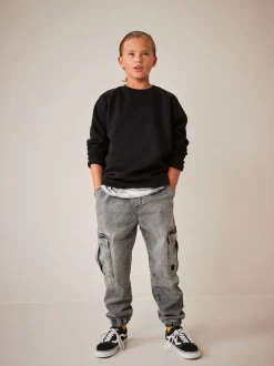 Jeans|Next - Cargo jeans met elastische taille (3-16 jr) Grijs