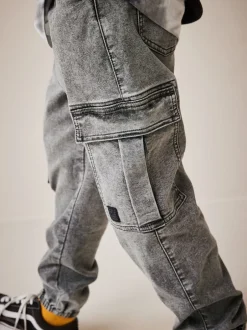 Jeans|Next - Cargo jeans met elastische taille (3-16 jr) Grijs