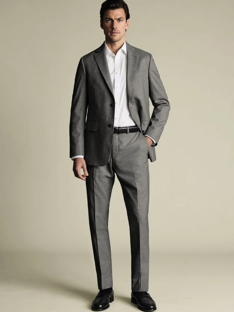 Formele Broek*Charles Tyrwhitt - Slim Fit Sharkskin Trousers Grijs
