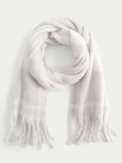 Mutsen, Handschoenen En Sjaals|Hollister - Cosy Check Scarf Grijs