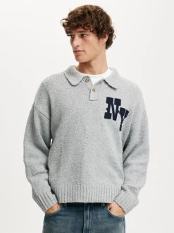 Poloshirts*Cotton On - Boxy Rugby Polo Shirt Grijs
