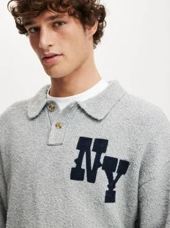Poloshirts*Cotton On - Boxy Rugby Polo Shirt Grijs