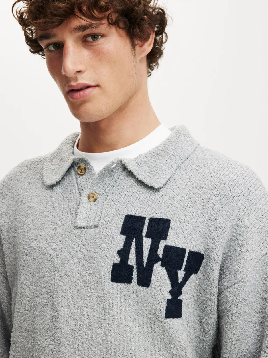 Poloshirts*Cotton On - Boxy Rugby Polo Shirt Grijs
